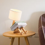 Creative Wooden Bedroom Table Lamp with Fabric Shade