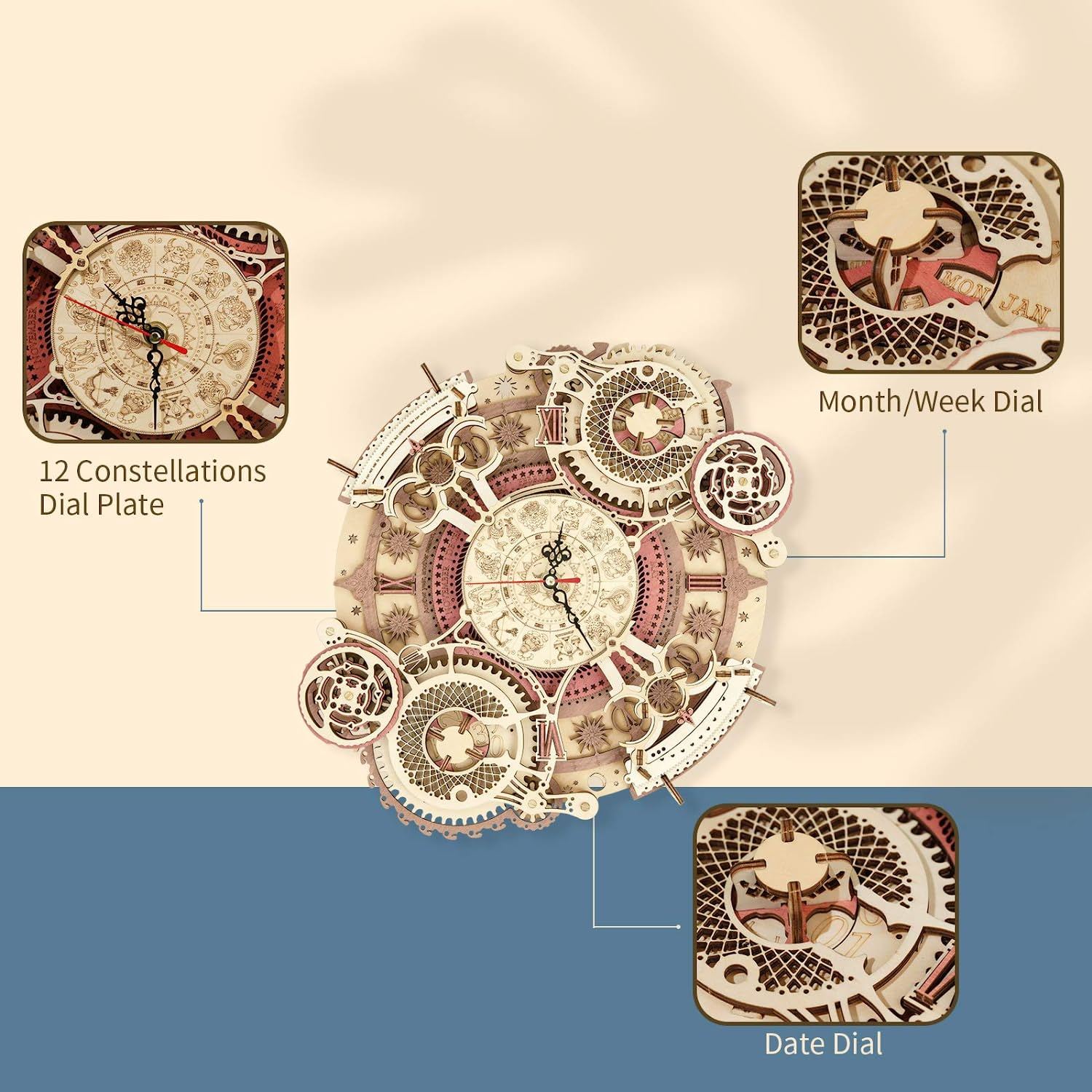 Zodiac Mechanical Art: 3D Wooden Wall Clock Puzzle Kit - Image 7