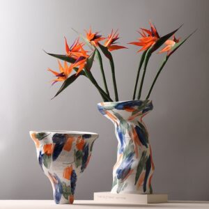 Artisanal Niche: Hand-Painted Sculptural Ceramic Vase