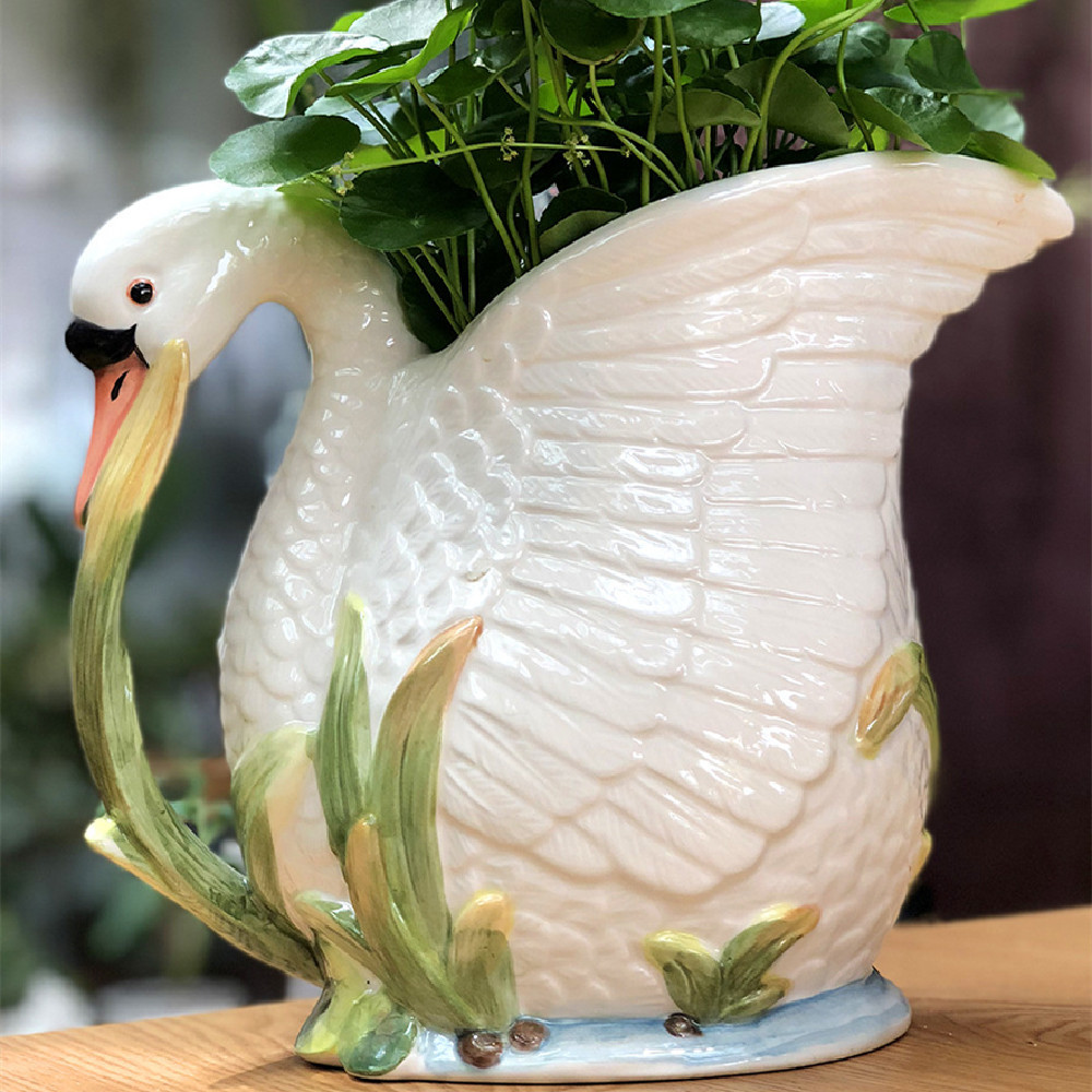 Aethelred Swan: Hand-Embossed Pastoral Ceramic Vase - Image 3