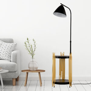 Luxury Industrial Shelf Floor Lamp – Gold & Black