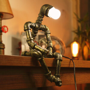 Robot Industrial Pipe Table Lamp - Vintage Retro Loft Metal Desk Light