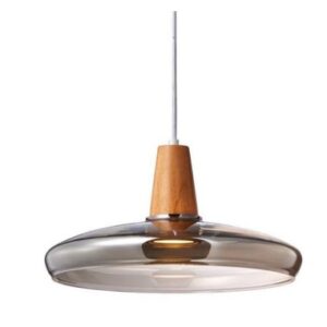 Modern Glass Pendant Light - Rustic Wood LED Hanging Lamp for Cafe Bar