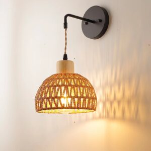 Rattan Hemp Rope Wall Lamp - Vintage Farmhouse Rustic Industrial Sconce