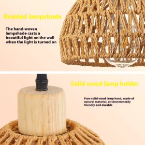 Rattan Hemp Rope Wall Lamp - Vintage Farmhouse Rustic Industrial Sconce - Nox Decor Lighting