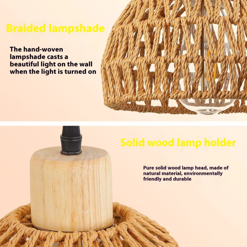 Rattan Hemp Rope Wall Lamp - Vintage Farmhouse Rustic Industrial Sconce - Nox Decor Lighting