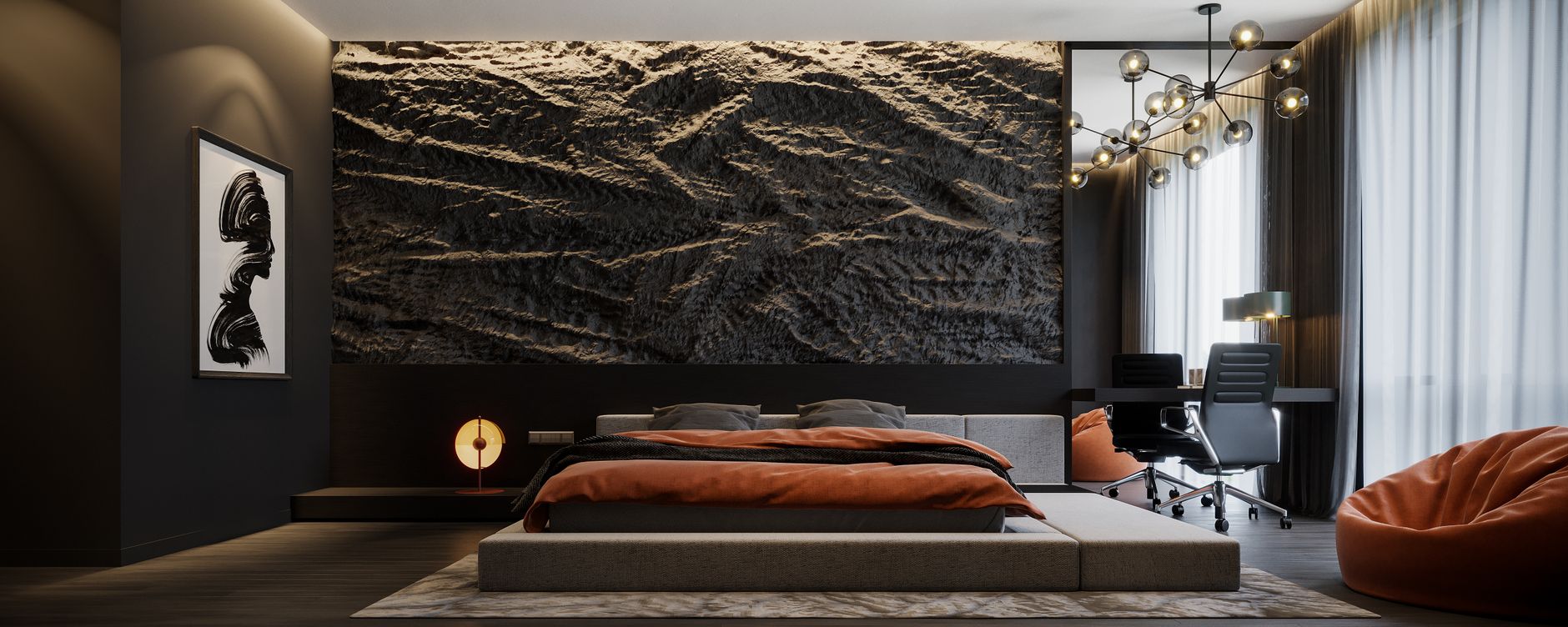 Large textured wall art for bedroom